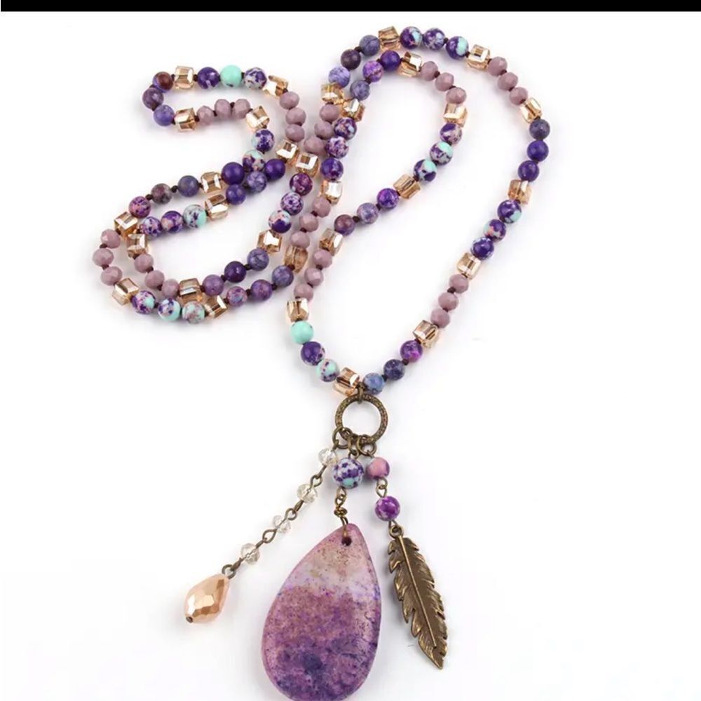 BOHEMIAN NATURAL STONE NECKLACE‎